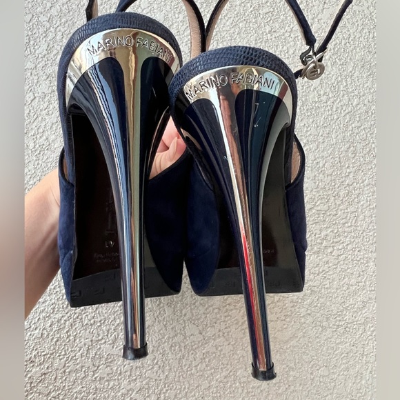 Authentic Marino Fabiani Italian Designer Blue Heel Sandals Shoes Sz 41, 11 - Picture 4 of 8